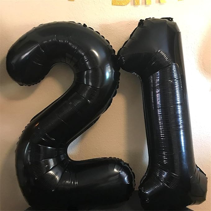 Black 16th Birthday Balloons for Boys Girls, 40 Inch Big Black Mylar Foil Number 1 and 6 Balloons Self Inflating Black 16 Balloons Number for Men Women 16th Anniversary Party Decorations Supplies
