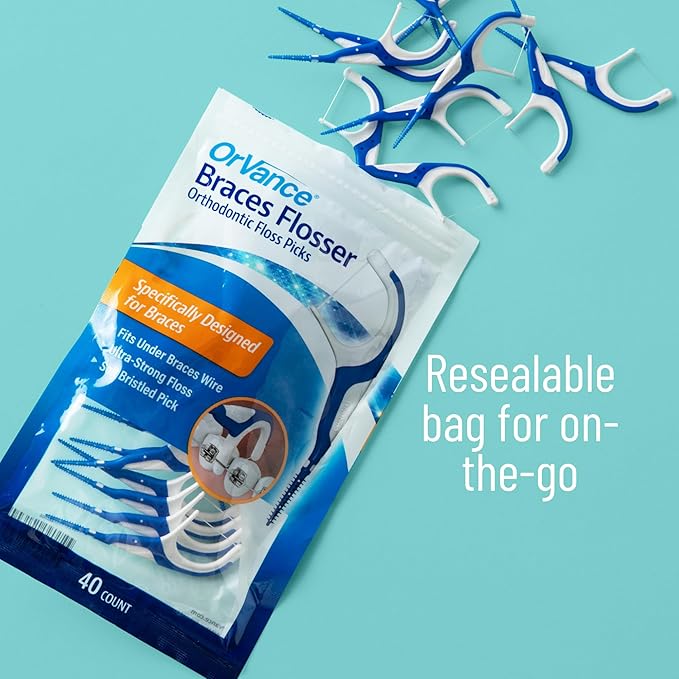 OrVance Braces Flosser - Designed for Braces for an Easy & Effective Clean, Ultra Strong Floss - 40 Count (Pack of 2)