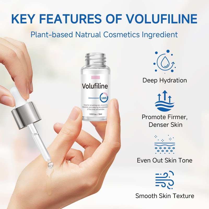 Volufiline Serum, Volufiline Under Eye Serum, Cosmetic Grade Ampoule for Skin Elasticity Improvement, Face & Body Fine Lines, Hydrating Texture, 10ml*2
