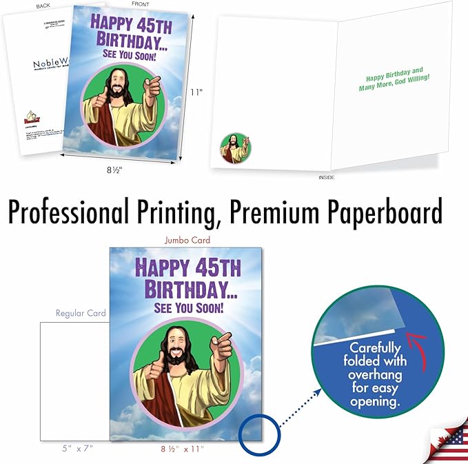 NobleWorks - 45th Funny Birthday Greeting Card (8.5 x 11 Inch) - 45 Years Old, Big Milestone Birthday Humor Card from Group - See You Soon 45 J9403MBG