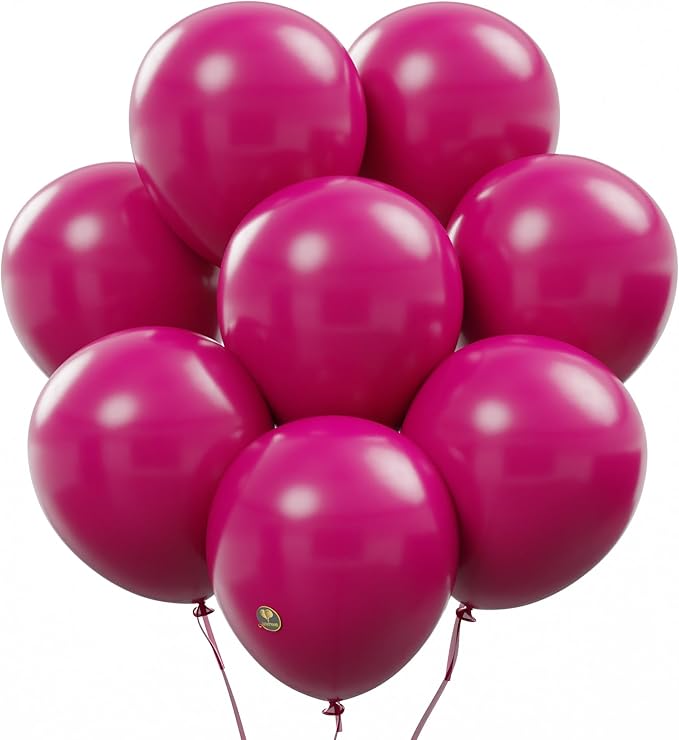 AFTERLOON® Biodegradable Balloons 24 pcs Fuchsia 12 Inch, Matte Color Thickened Extra Strong Latex Helium Float, Multicolor Colorful Bulk Color ballon baloon Globos Para Decoration De Fiestas Kids