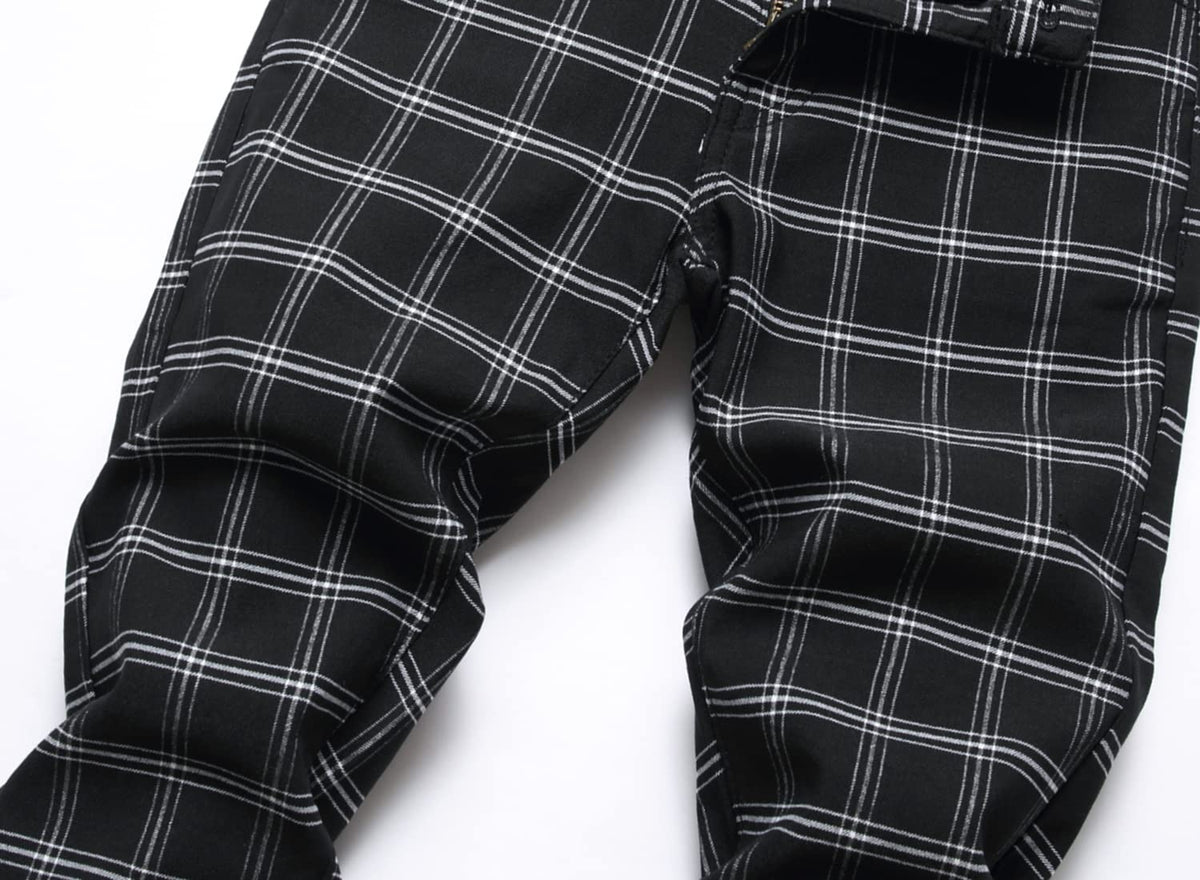 SUPBIRD Boy's Pants School Uniform Dress Plaid Skinny Fit Stretch Fashion Comfy Pants Navy 16