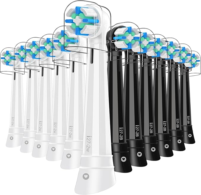 12 Pcs IO Replacement Heads Compatible with Oral B IO 2/3/4/5/6/7/8/9/10/Deep Clean Series Electric Toothbrushs, Toothbrush Heads with Medium Bristles Compatible with Oral B IO (Black/White)