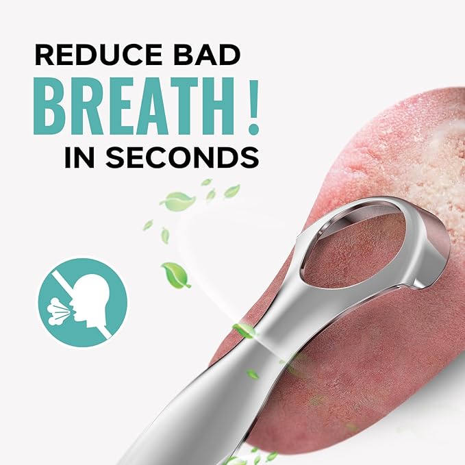 RONAVO Tongue Scraper Tongue Cleaner (New Series) Tongue Scraper for Adults Portable Storage Tongue Coating Removal Bad Breath Care Metal Tongue Scraper with Pink Carrying Case
