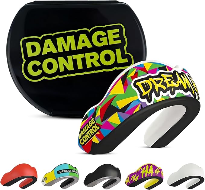 DAMAGE CONTROL Extreme Impact Mouth Guard – Sports Mouthguard for Boxing, MMA, BJJ, Hockey, Rugby, Lacrosse, & More – Mouthpiece for Teeth & Jaw Protection, for Youth & Adults (Adult, Dream Big)
