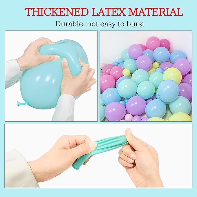 KAWKALSH 219Pcs Rainbow Balloons Garland Arch Kit Different Sizes Latex Balloons Assorted Pastel Party Balloons Arch for Birthday Baby Shower Wedding Engagement Anniversary Party Decorations