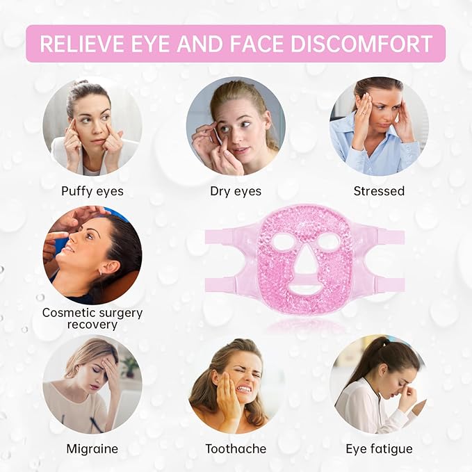 ZNÖCUETÖD Face Ice Mask Facial Ice Packs Gel Hot Cold Compress for Post Oral, Dental, Nose,Facelift Plastic Cosmetic & Laser Surgery Recovery Puffiness Swelling Dark Circles & Headaches