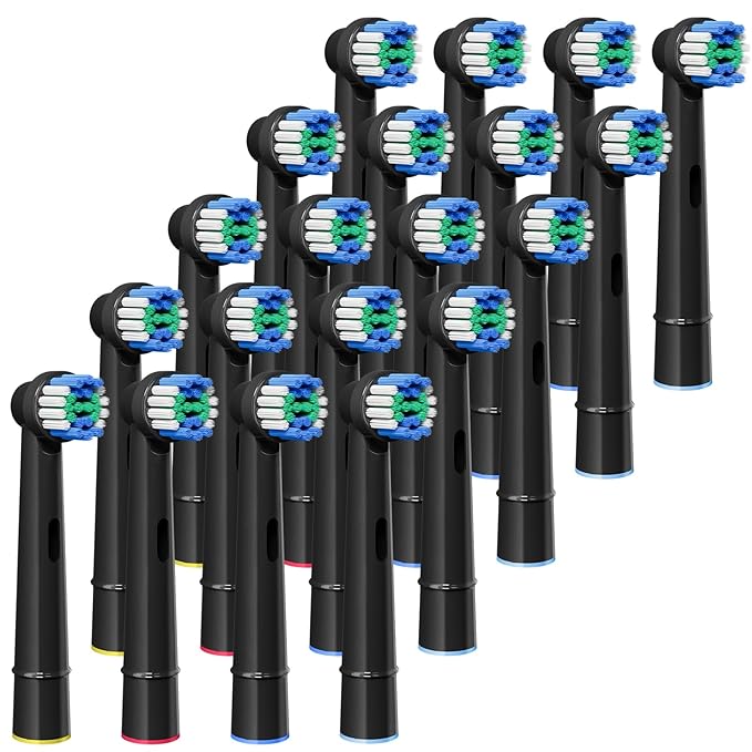 GENKENT 20 Replacement Heads, Toothbrush Heads Compatible with Oral B, Black