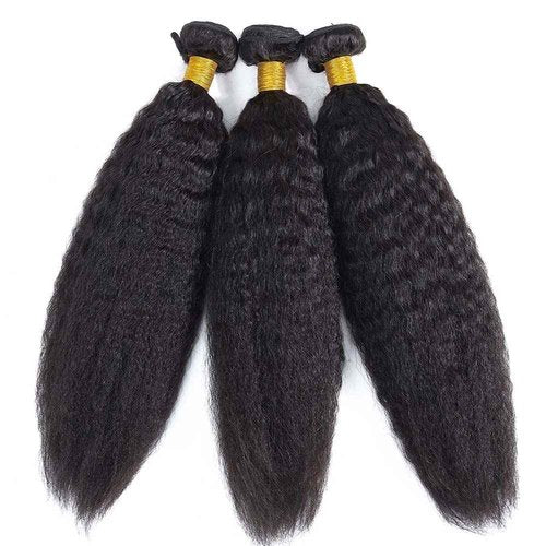 Kinky Straight Human Hair Bundles 26 26 26 inch Yaki Straight Brazilian Virgin Human Hair Bundles Natural Black Color Human Hair Yaki Straight Bundles