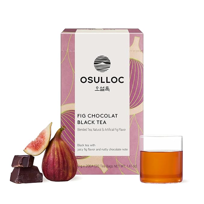 OSULLOC Fig Chocolat Black Tea (Juicy Fig & Chocolate flavor), Fruit Tea Blend, Premium Tea bags from Jeju Isalnd, 20 tea bags