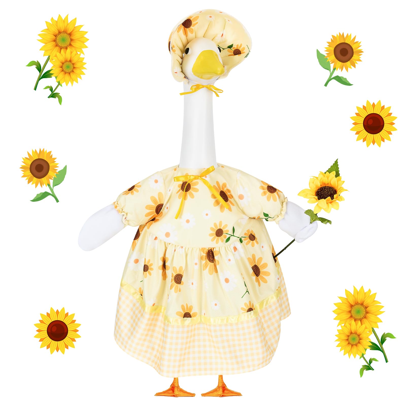 Porch Goose Summer Outfit for 23 Inch Statue, Sunflower Porch Goose Outfit