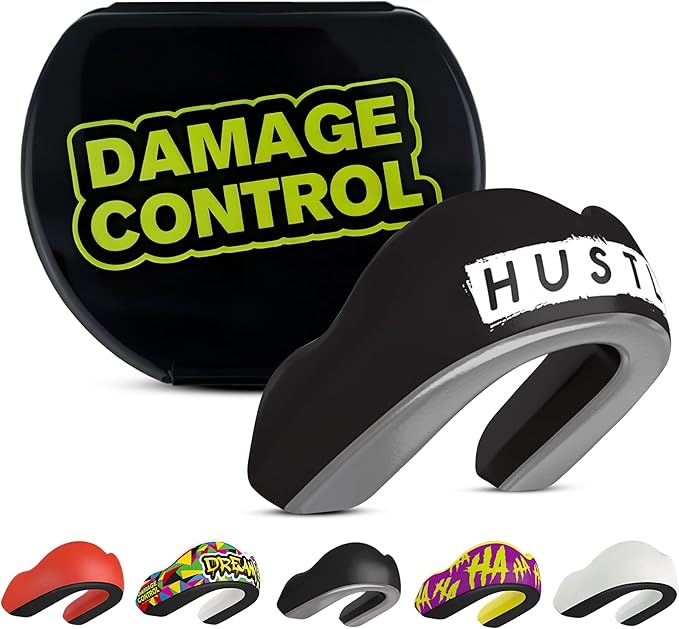 DAMAGE CONTROL Extreme Impact Mouth Guard – Sports Mouthguard for Boxing, MMA, BJJ, Hockey, Rugby, Lacrosse, & More – Mouthpiece for Teeth & Jaw Protection, for Youth & Adults (Hustle EI)