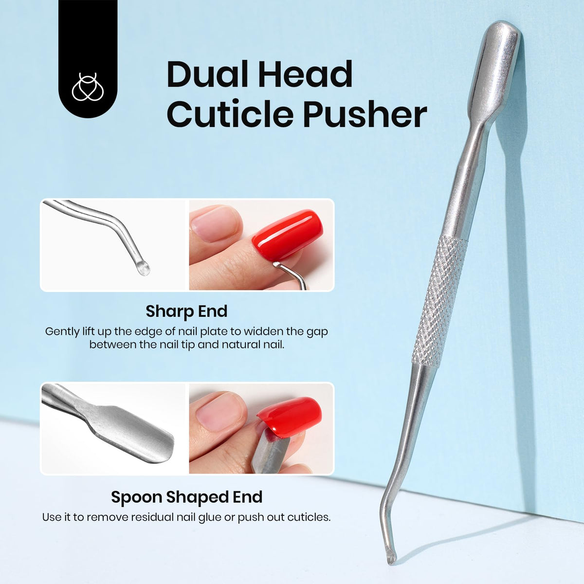 Beetles Nail Glue with Glue Remover Kit, 2 * 10ML Super Strong Easy to Remove Off Fake Nails Adhesive Remover with Cuticle Pusher