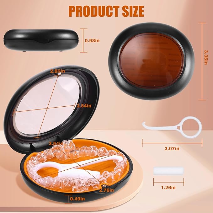 Retainer Case,Slim&Cute Retainer Case,Compatible with Invisalign,Aligner,with Vent Holes,Contain Remover Tool,Chewies