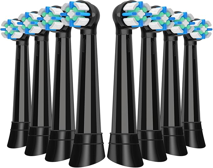 8 Pcs IO Replacement Heads Compatible with Braun Oral B iO 2/3/4/5/6/7/8/9/10 Series Electric Toothbrushes, IO Brush Heads Compatible with Oral B iO for Teeth Clean (Black)