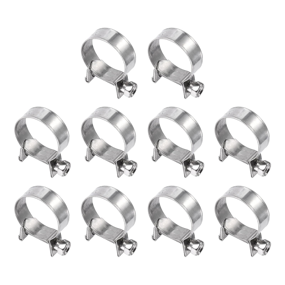 HARFINGTON 10pcs Fuel Injection Hose Clamp 20-22mm Adjustable 304 Stainless Steel Mini Gas Line Hose Clamp for Automotive Agricu