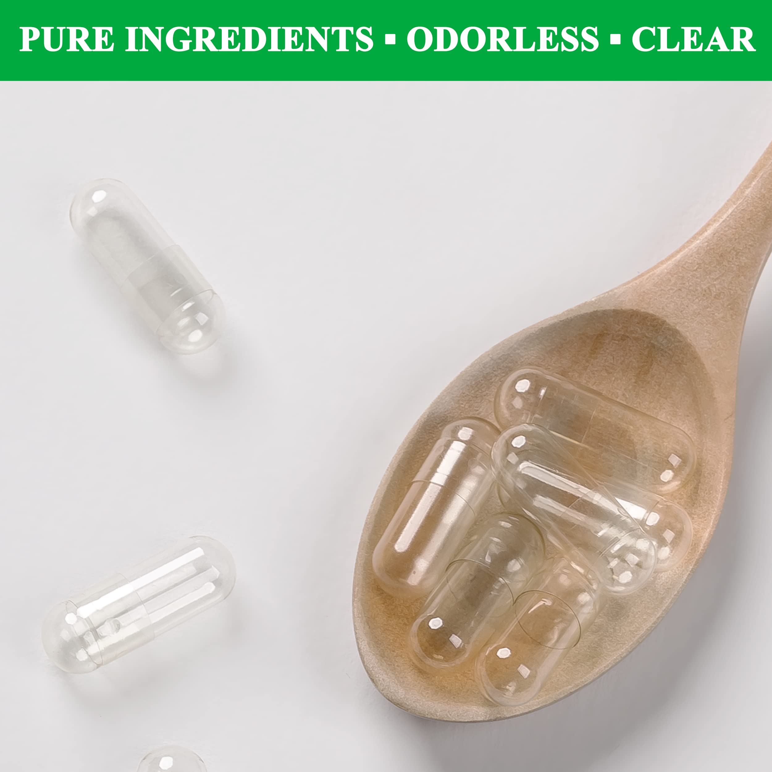 wananfu Size 1 Empty Capsules Vegetarian (1000 Count) Bundle with Micro Lab Spoon, Clear Fillable Veggie Pill Capsules Size 1 for Making Your Own Supplements