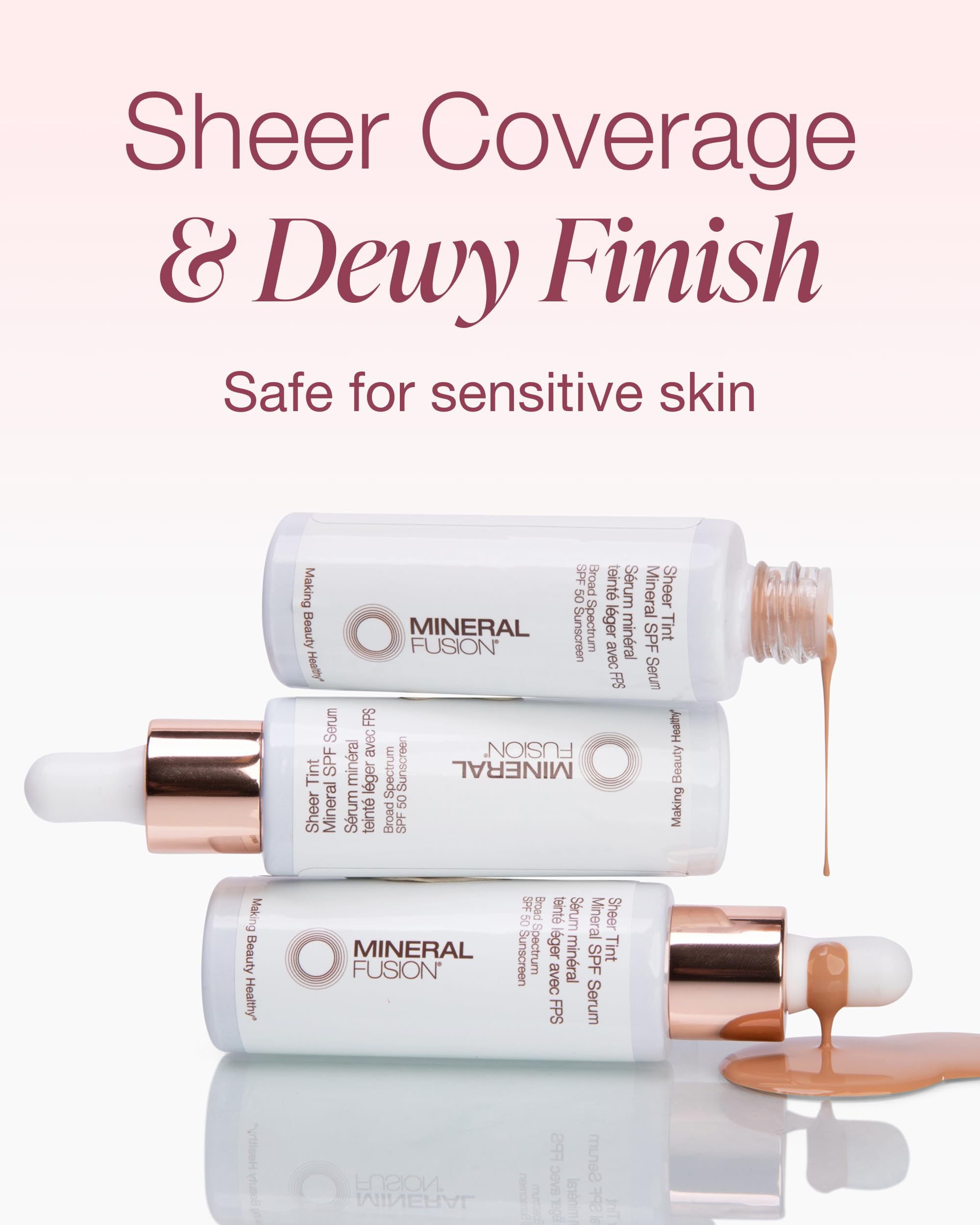 Mineral Fusion Sheer Tint Mineral SPF 50 Face Serum (Tan), 1 Fl Oz