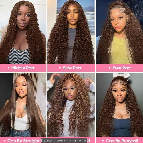 Chocolate Brown 13x6 Deep Wave Lace Front Wigs Human Hair 210Density Curly Wig HD Lace Front Wigs Human Hair Pre Plucked Frontal Wigs Human Hair Brown Glueless Wig For Women 22Inch
