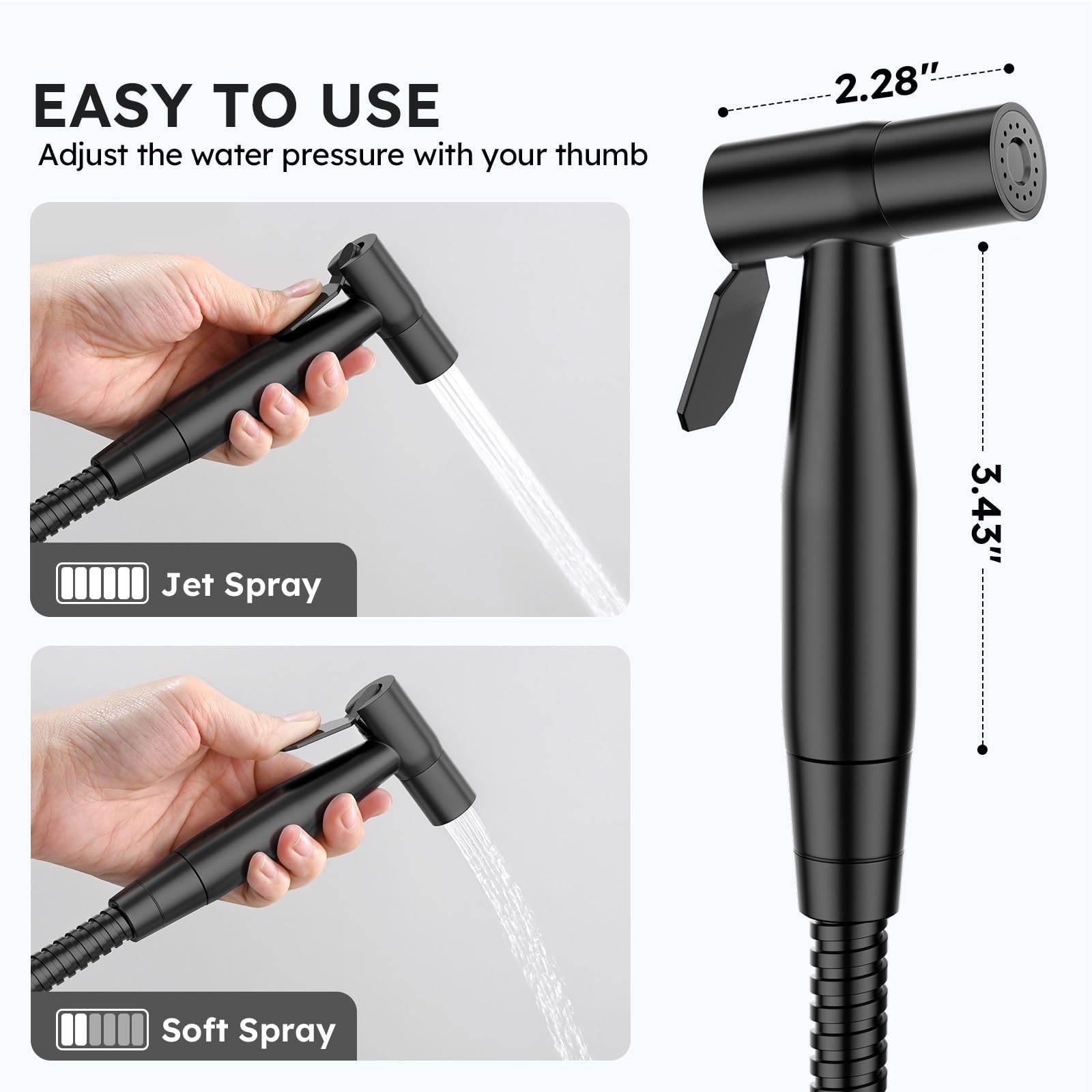 Arofa Black Bidet Sprayer for Toilet, Handheld Jet Sprayer Adjustable Water Pressure Muslim Shower with Bidet Hose, Bidets Faucet for Existing Toilets Cloth Diaper Spray for Baby/Feminine Wash
