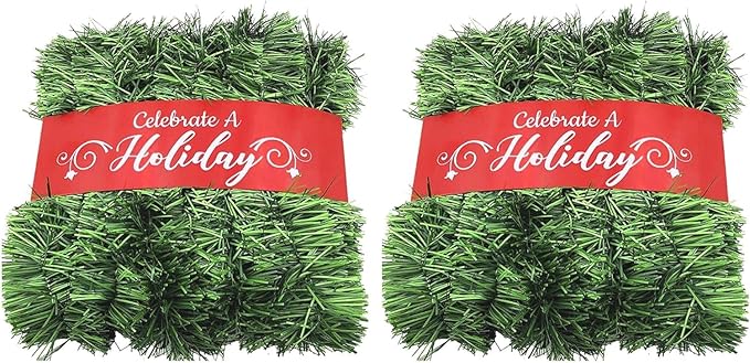 50 Foot Garland | Christmas Garland for Christmas Decorations Indoor or Outdoor | Non-Lit Soft Garland Christmas Decorations | Green Holiday Decor | Home Garden Artificial Greenery (2, 50 FT)