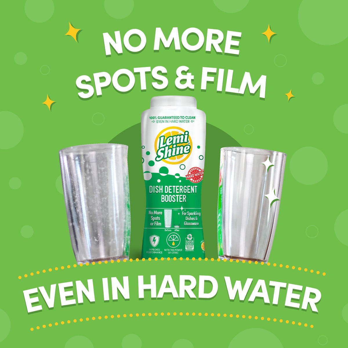 Lemi Shine Natural Dish Detergent Booster - Hard Water Stain Remover - Multi-Use Citric Acid Cleaner - 24 oz (2 Pack)