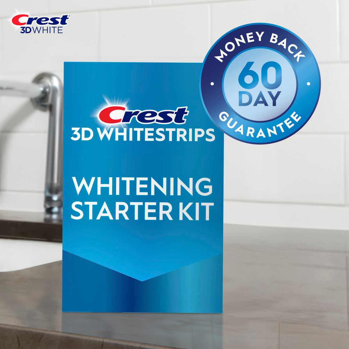 Crest 3D Whitestrips Whitening Starter Kit – Teeth Whitening Kit, 10 Treatments, Each with 1 Upper/1Lower, 20 Strips – Crest 3DWhite Teeth Whitening Strips