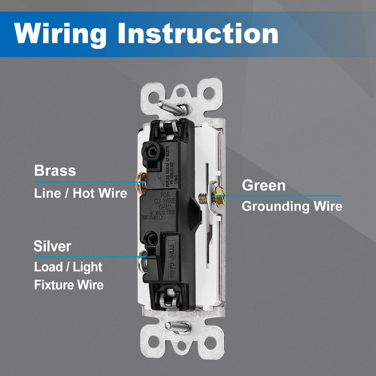 BESTTEN 10 Pack Single Pole Decorator Light Switch with Wallplate, 15A 120/277V, Rocker Paddle Wall Switch, On/Off Interrupter for LED and Other Lamps
