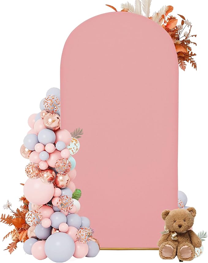 Arch Covers,Arch Backdrop Stand Fitted Cover for Wedding Birthday Party Ceremony Banquet Decoration(7.2FT,Light Pink,Cover Only)