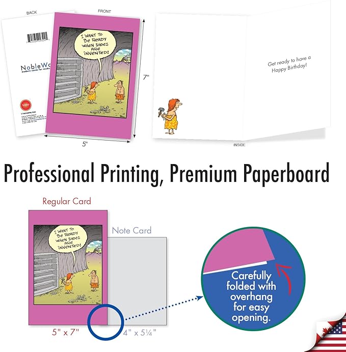 NobleWorks - 1 Funny Birthday Greeting Card w/ 5 x 7 Envelope For Men, Women - Bday Early Shoe Shelf C10654BDG