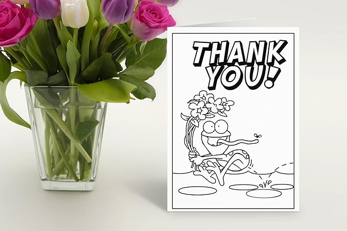 Stonehouse Collection | Kids Color-In Thank You Cards | Cute Frog Design | Fun DIY Cards for Children to Personalize & Color