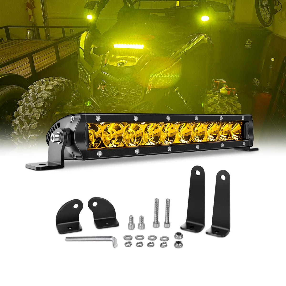 Chelhead ATV Led Light Bar,11 Inch Led Driving Light Bar Flood Beam 5400lm Off Road Light Bar Compatible with Trucks Jeep Boat U