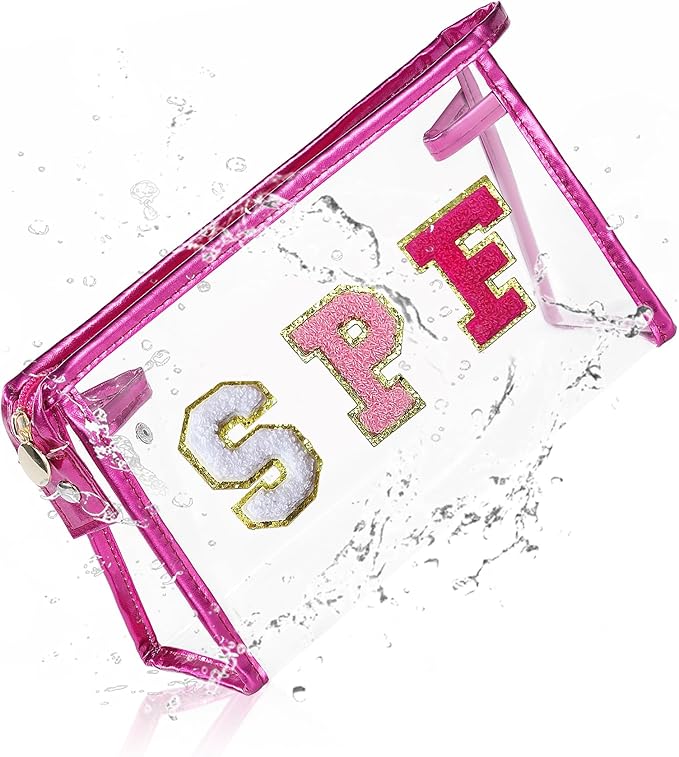 COSHAYSOO Sunscreen Bag Clear Makeup Toiletry Pouch Beach Vacation Essentials for Women Teen Girls Trip Gifts Summer Pool Travel Must Have Accessories Waterproof Stuff
