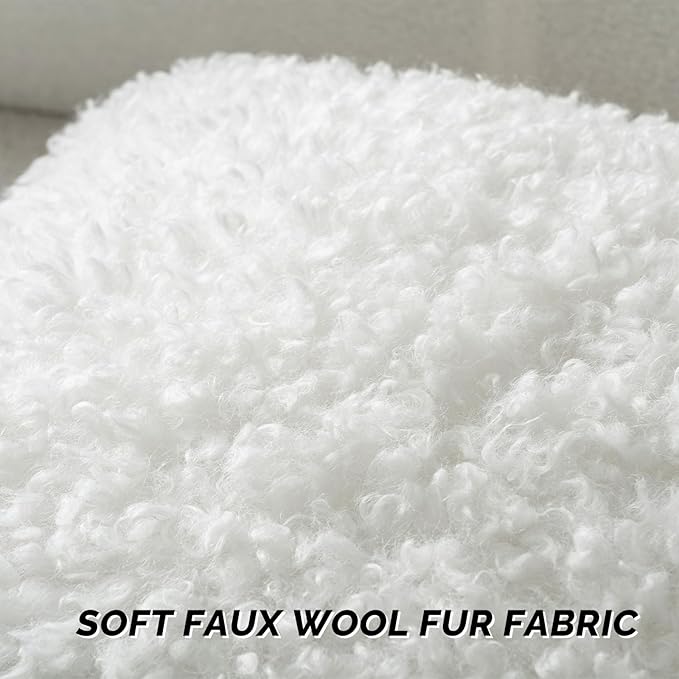 FUTEI Cream White Decorative Throw Pillow Covers 16x16 Inch Set of 2,Soft Fluffy Faux Wool Fur Boucle Textured Cushion Case,Modern Home Decor for Couch Bed Living Room Office