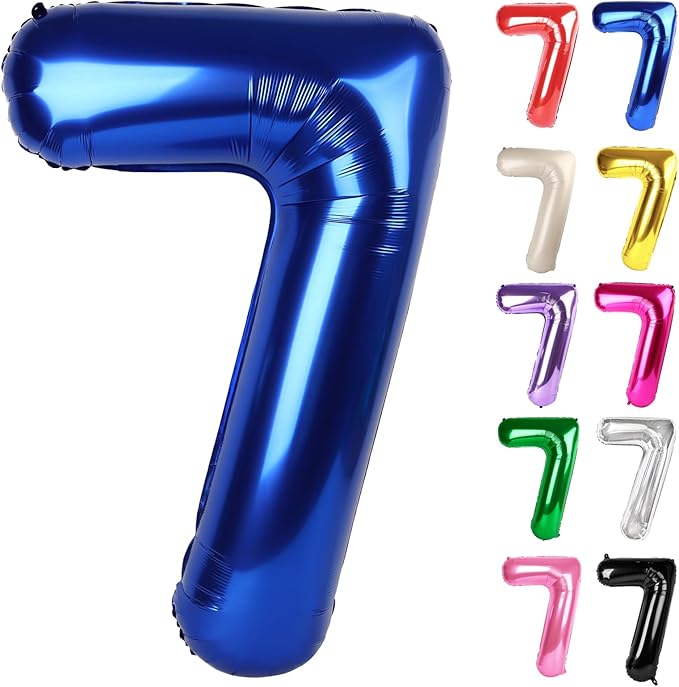 Night Blue Number 7 Balloon 40 Inch, 7 Balloon Number, 7th Birthday Decorations, Night Blue Party Supplies for Boys Girls