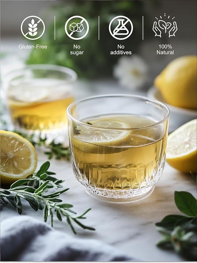 TeeLux Lemon Ginger Herbal Tea, Refreshing Lemon with Spicy Ginger Root & Zesty Lemongrass, Caffeine Free, Soothing & Tangy Flavor, 100 Tea Bags