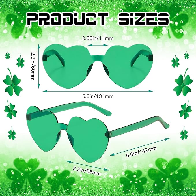 16 Heart Rimless Sunglasses Retro Colored Party Glasses Bulk Gradient Transparent Fun Eyeglasses for Unisex Adult