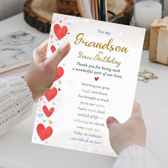 Grandson Birthday Card Gifts, Birthday Card for Grandson from Grandma Grandpa Grandparents