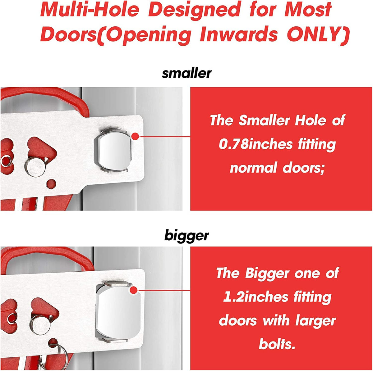 2 Pack Portable Door Lock Home Security Door Lock Travel Lockdown Locks for Additional Safety and Privacy Perfect for Traveling Hotel Home Apartment College 2024 New Model