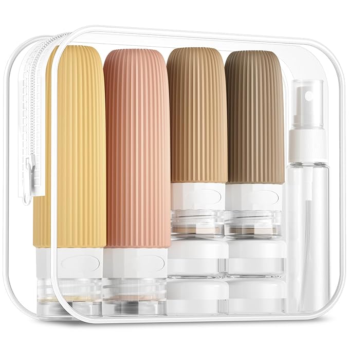 Mrsdry 16 Pack Travel Bottles Set, TSA Approved Leak Proof Silicone Squeezable Containers for Toiletries, Refillable Travel Accessories for Conditioner, Shampoo, Lotion & Body Wash Accessories