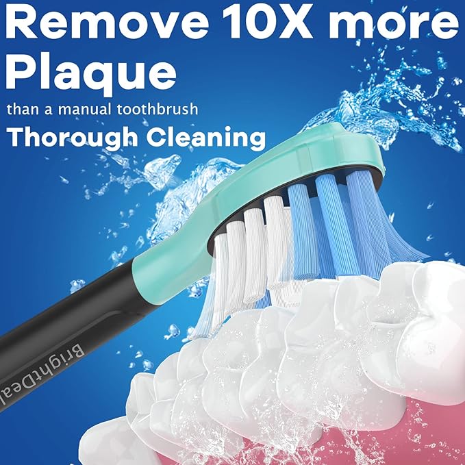 BrightDeal Replacement Heads for Philips Sonicare ProtectiveClean 4100 5100 6100 DiamondClean 9500 ExpertClean 7500 FlexCare HealthyWhite Electric Sonic Toothbrush C3 G3 W3 C2 G2 Brush, Black, 6 Pack