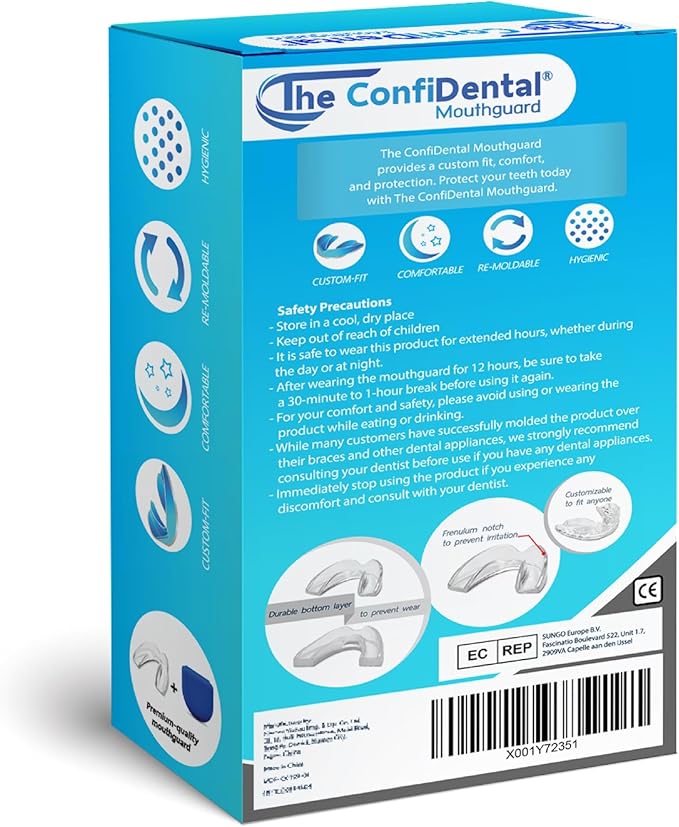 The ConfiDental - Pack of 4 Moldable Mouth Guard for Teeth Grinding Clenching Bruxism, Sport Athletic, Whitening Tray, Including 2 Regular and 2 Heavy Duty Guard (2 (LLL) Regular 2 (II) Heavy Duty)