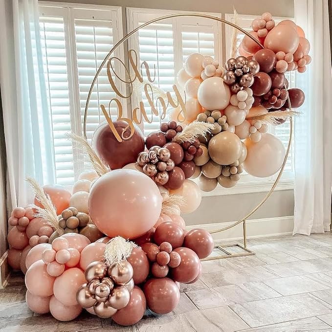 Dusty Pink Brown Balloon Garland Nude Tan Pink Rose Gold Double Stuffed Dusty Rose Mauve Blush Beige Balloon Arch Kit for Baby Shower Birthday Bridal Wedding Mother's Day Party Decorations