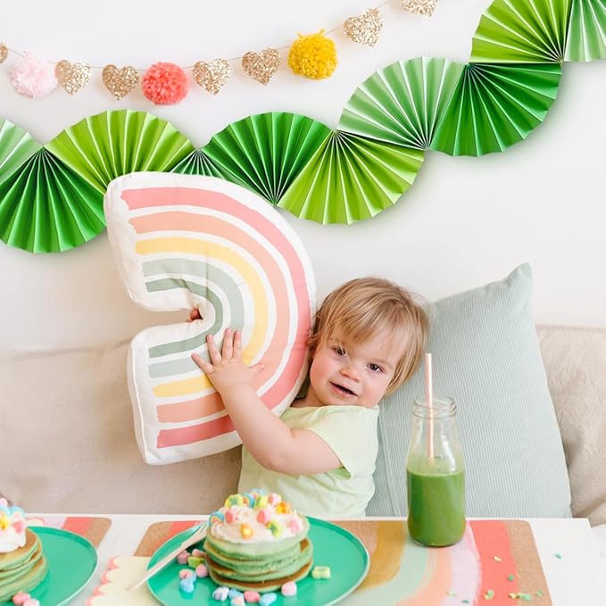 Green Paper Fan Garland - Paper Fan Garland Party Decorations - Perfect for Birthday Parties, Holiday Decorations, Family Gatherings, Weddings and More (Green)