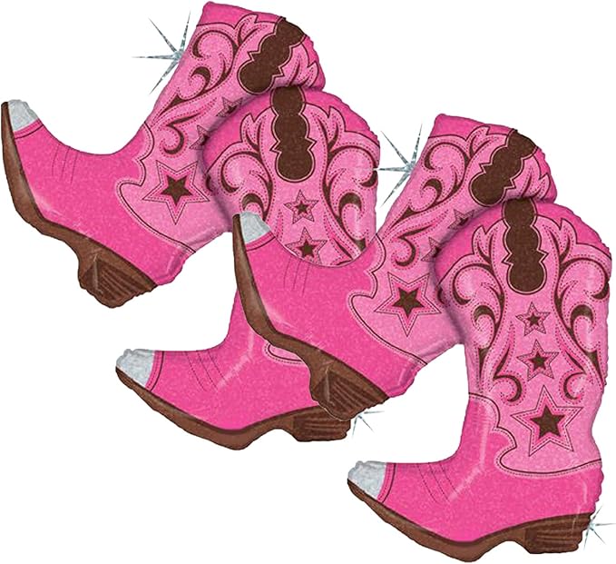 Set of 2 Dancing Pink Cowgirl Boots Jumbo 36" Foil Party Balloons