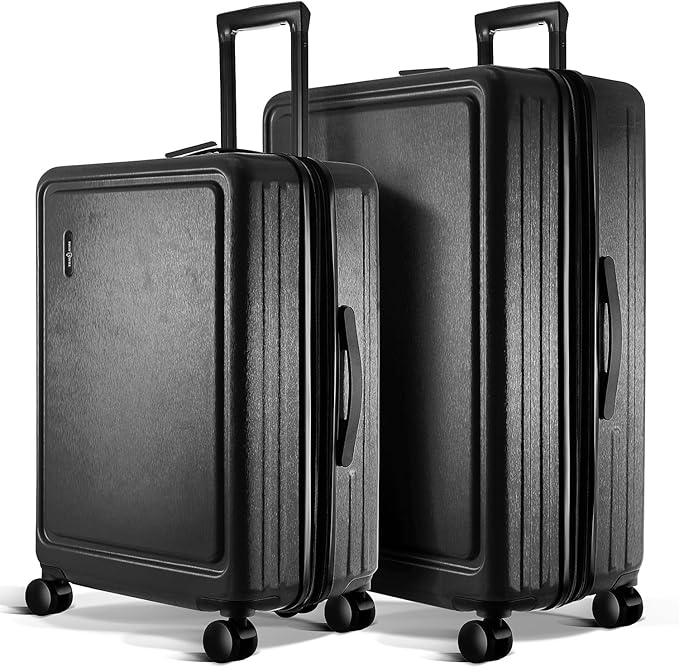 TRAVELARIM Luggage Sets 2 Piece, 24 Inch Suitcase and 28 Inch Luggage with Spinner Wheels, Durable Hard Shell Suitcase Set, Expandable Travel Suitcases with Wheels, Black