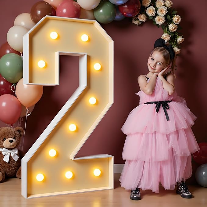 imprsv 4FT Marquee Numbers, Light Up Numbers 2 for 21st Birthday Decorations, Marquee Light up Letters Anniversary Party Decor, Pre-Cut Foam Board Kit