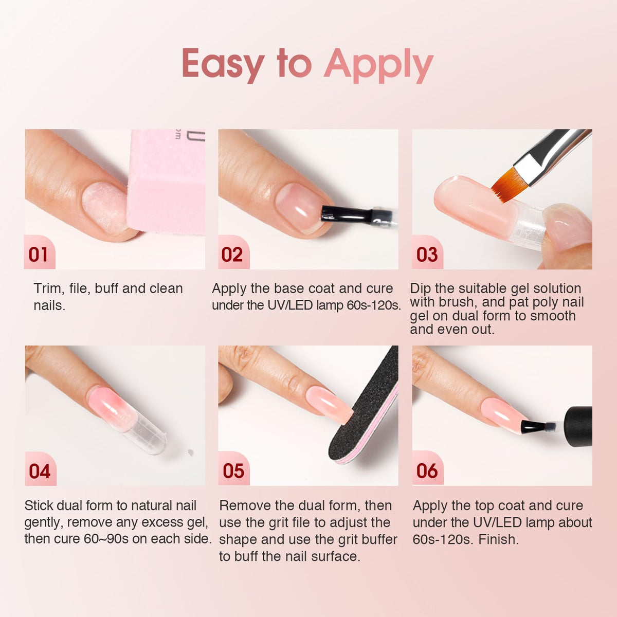 ROSALIND 12PCS Pink Brown Christmas Poly Nail Gel Kit with Mini Nail Lamp White Glitter Pink Poly Extension Gel Set 0.34oz/10ml with Slip Solution Basic Tools for Beginners with Everything