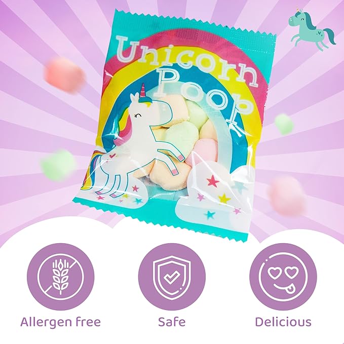 Unicorn Poop Candy - MADE IN THE USA - Unicorn Party Supplies - Unicorn Birthday Party Favors for Kids - Bulk Candy Packs for Classroom (36 Pack)