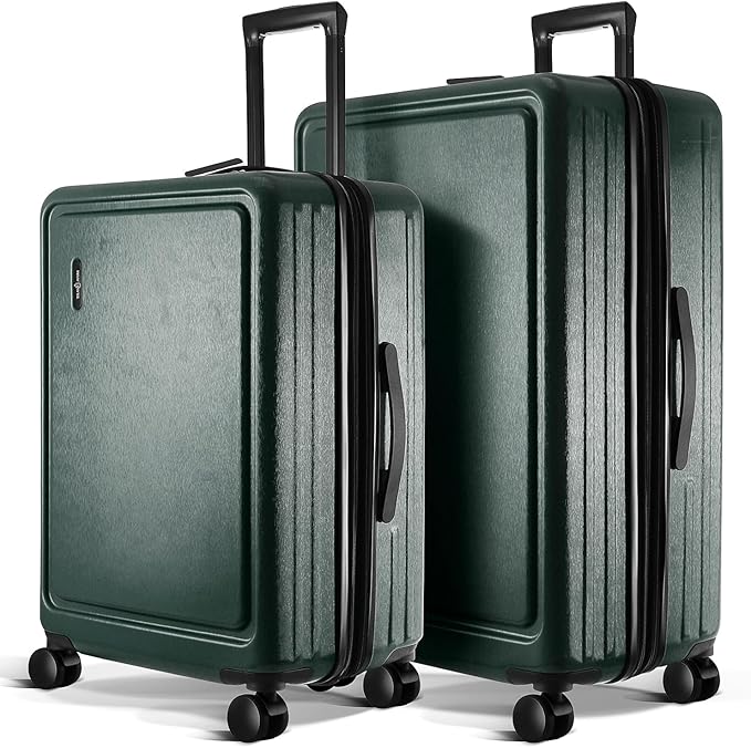 TRAVELARIM Luggage Sets 2 Piece, 24 Inch Suitcase and 28 Inch Luggage with Spinner Wheels, Durable Hard Shell Suitcase Set, Expandable Travel Suitcases with Wheels, Green